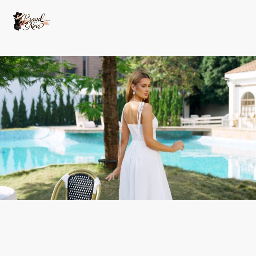 Polyester Elastane Smocked Back Spaghetti Strap M… - image 4